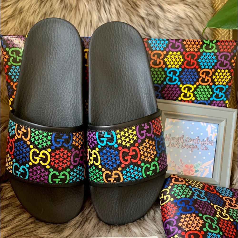 ✨NEW✨ Gucci Men’s Slides GG Psychedelic US Sz10